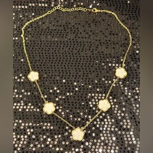 Gold and White Clover Necklace